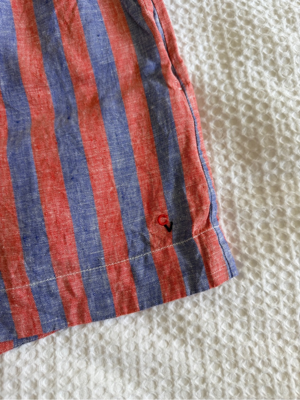 Clare V. Striped Red and Blue Linen Shorts - Picture 2 of 4
